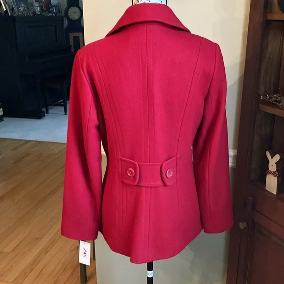 NWT! Ann Klein red wool coat - Picture 3 of 12